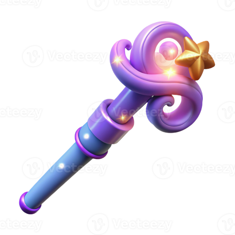impressive traditional Magical 3D Render of a Star Wand exclusive png