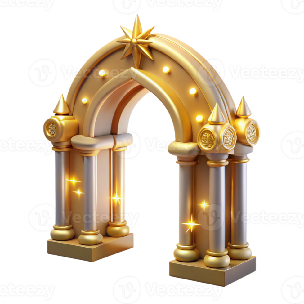 stunning vintage Golden Arch 3D Render original png