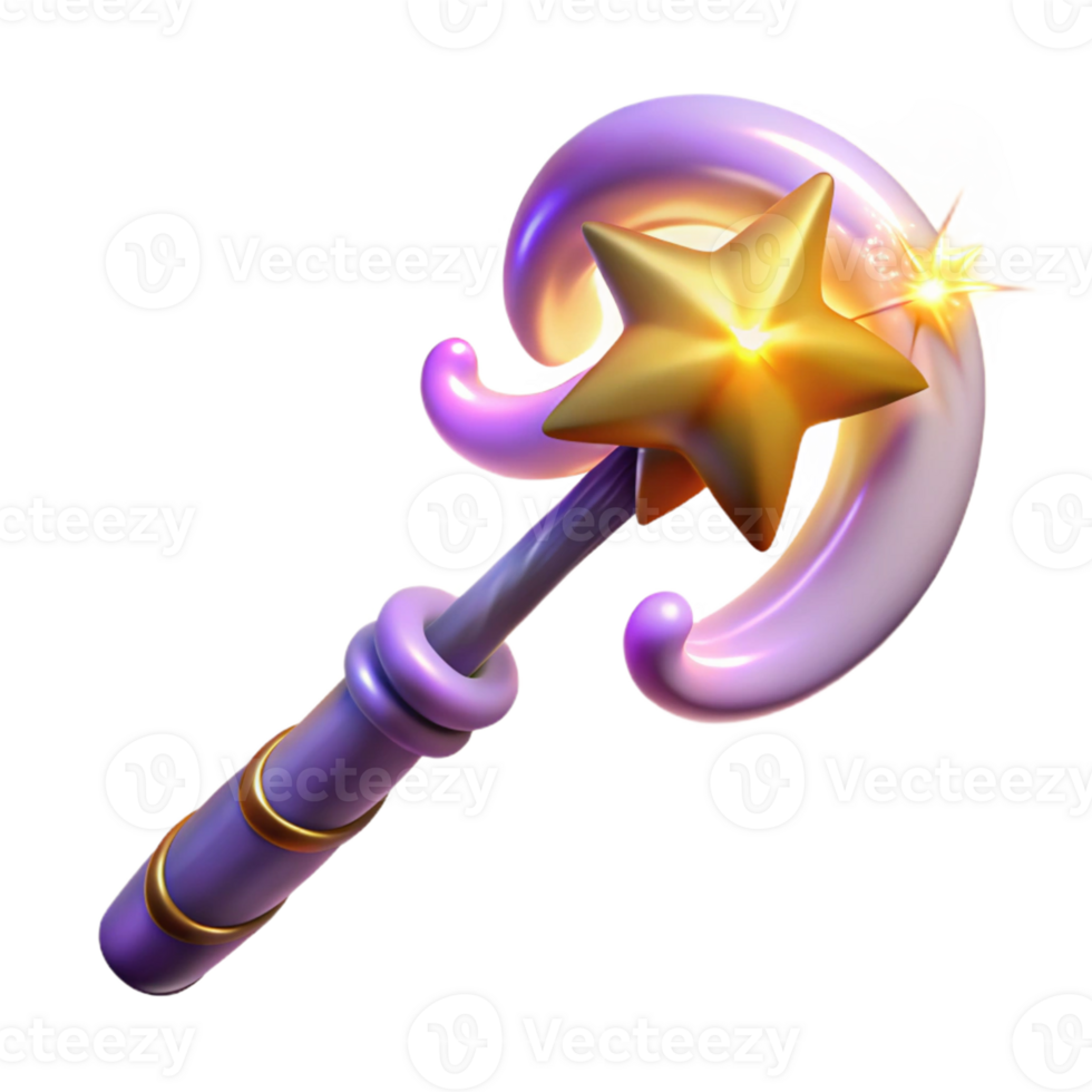 magnificent creative Magical 3D Render of a Sparkling Wand high quality png