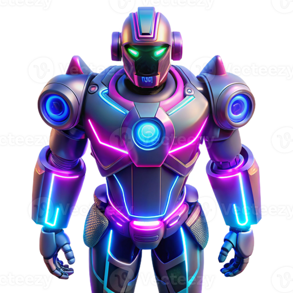 wonderful artistic Neon Robot 3D Render professional png
