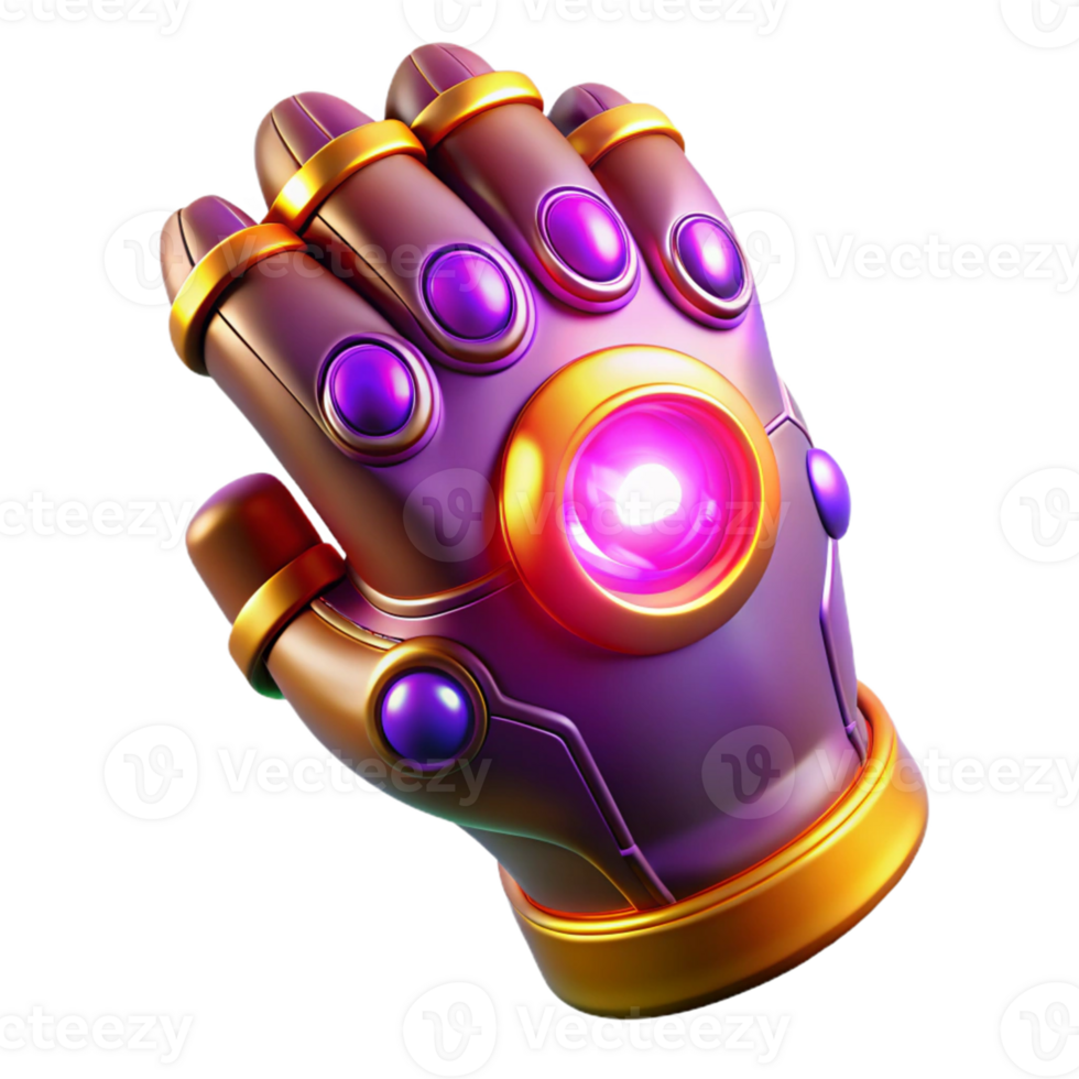 dramatic traditional 3D Render Purple Gold Futuristic Glove detailed png