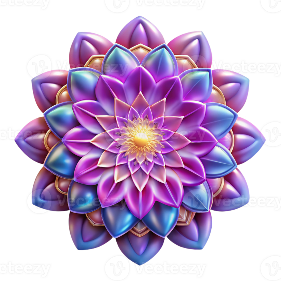 vibrant contemporary 3D Purple Flower Illustration professional png