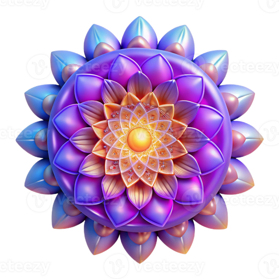 dramatic contemporary Vibrant 3D Floral Mandala Illustration detailed png