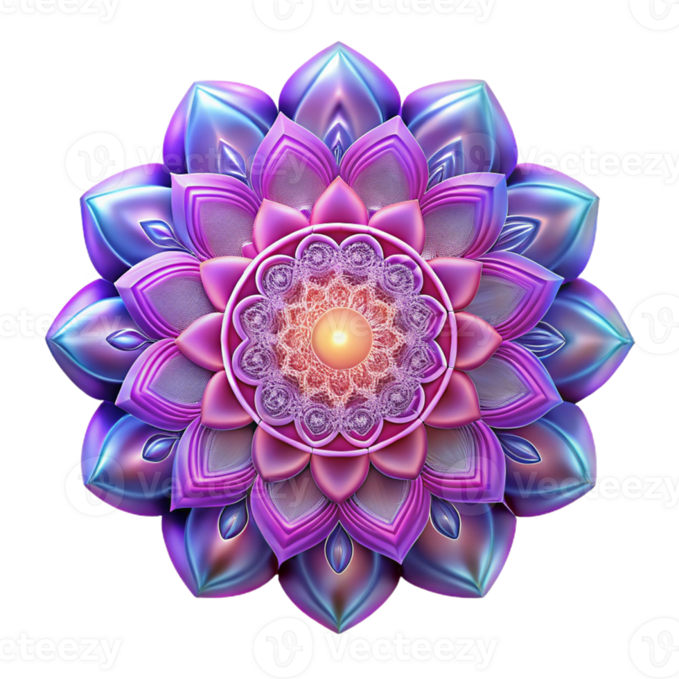 vibrant vintage 3D Purple Pink Flower Mandala Illustration genuine png