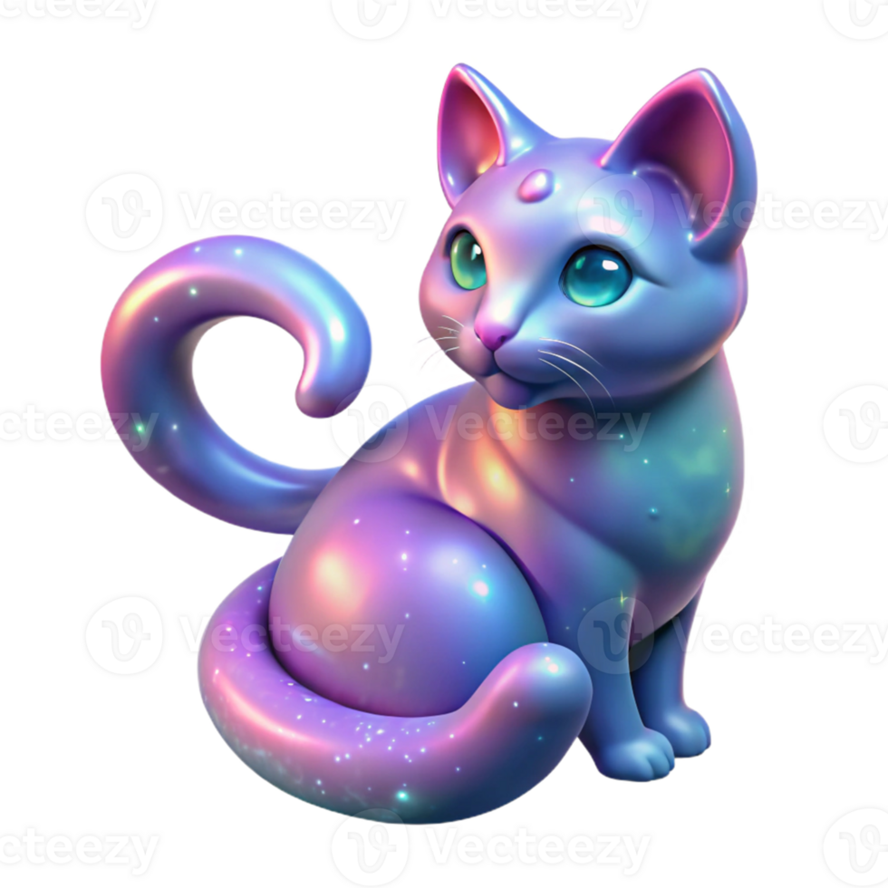 beautiful modern Cosmic Cat 3D Illustration high quality png