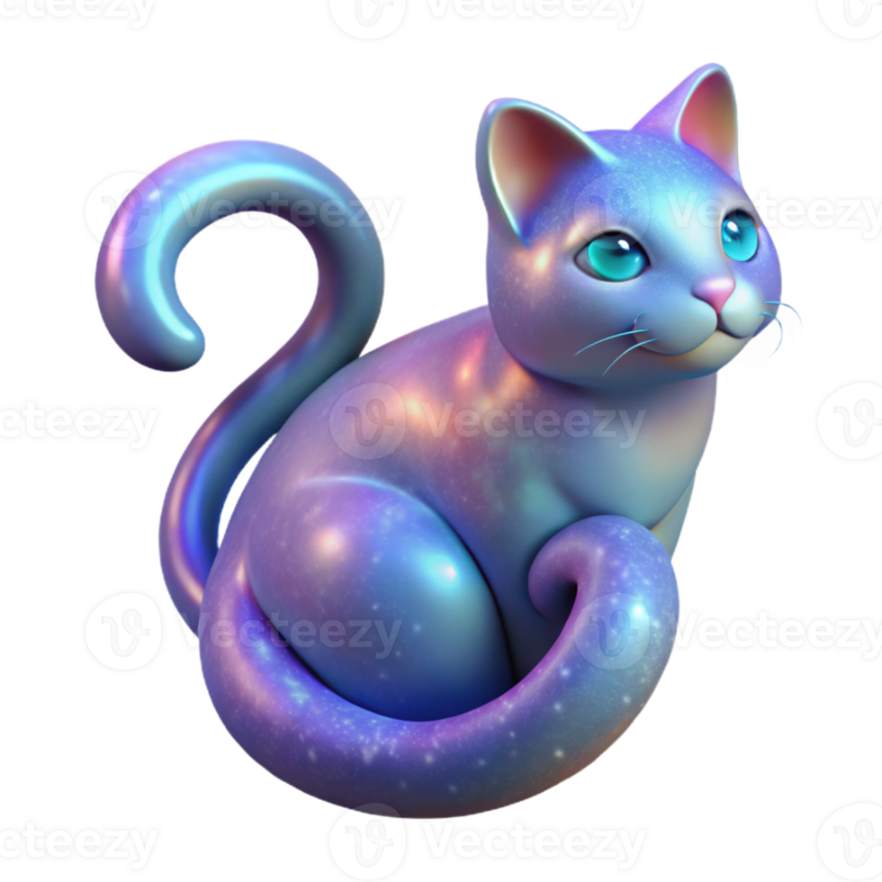 magnificent modern Cosmic Cat 3D Render 4K png