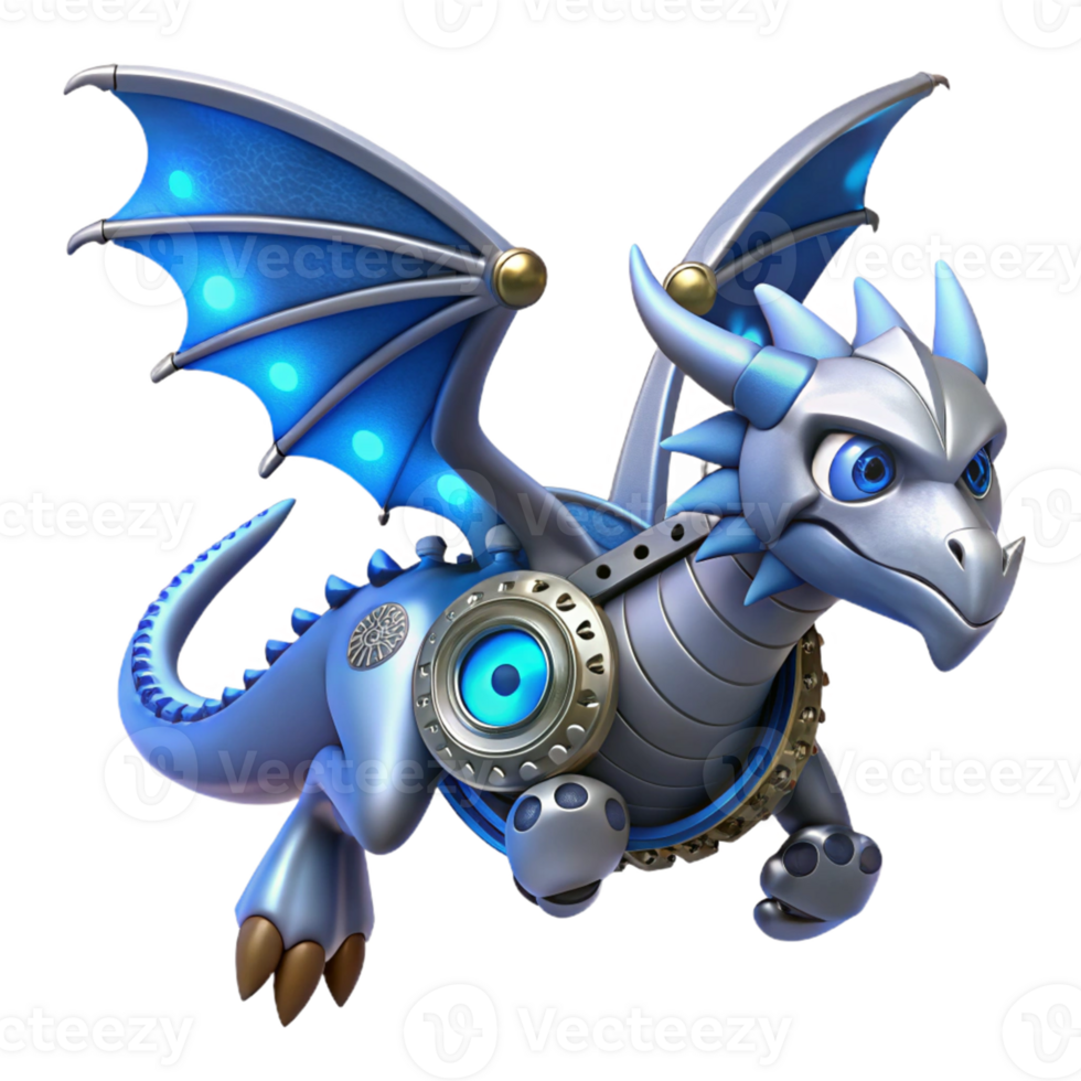 magnificent contemporary Cybernetic Dragon 3D Render high resolution png