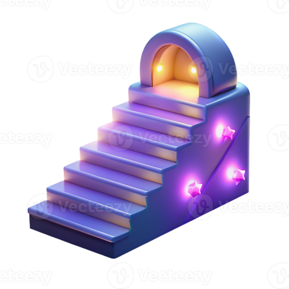 magnificent vintage 3D Render of Illuminated Steps high quality png