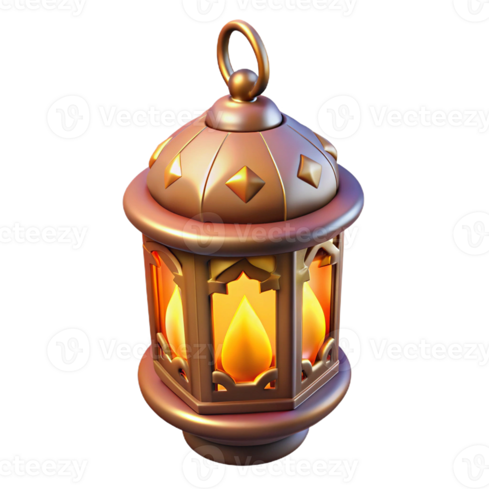 vibrant contemporary 3D Render Golden Lantern Illustration authentic png