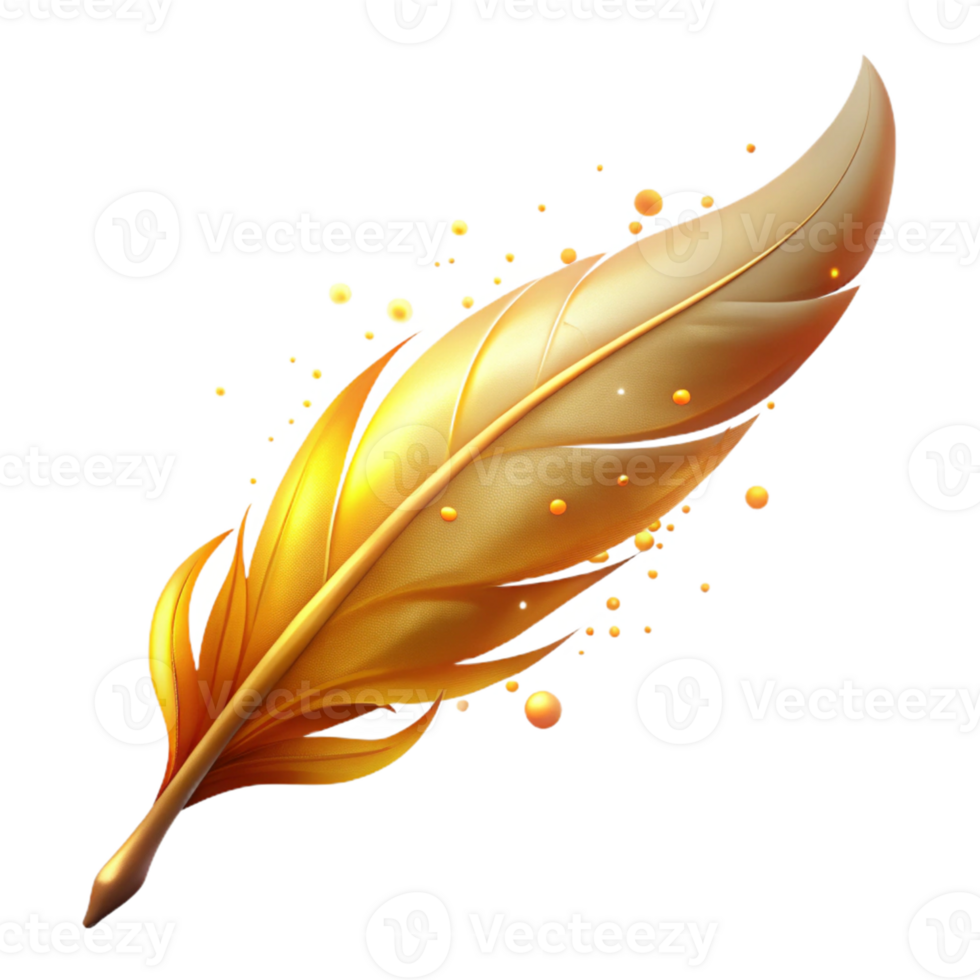vibrant modern Golden Feather Illustration authentic png