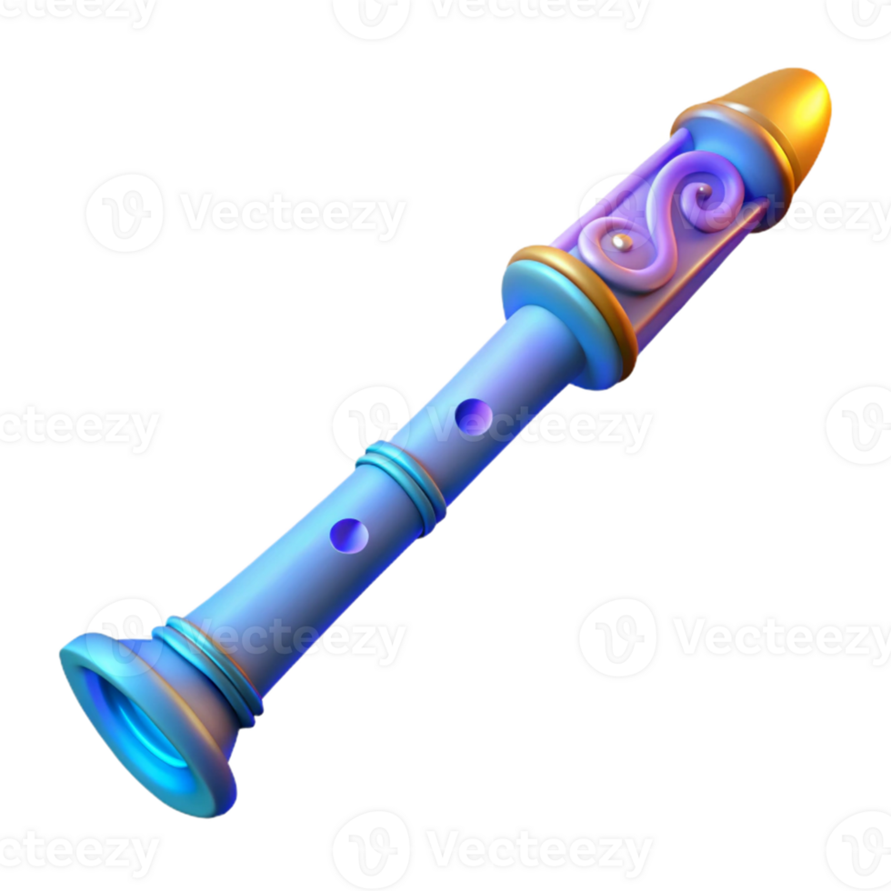 dramatic vintage 3D Render of a Fantasy Flute premium png