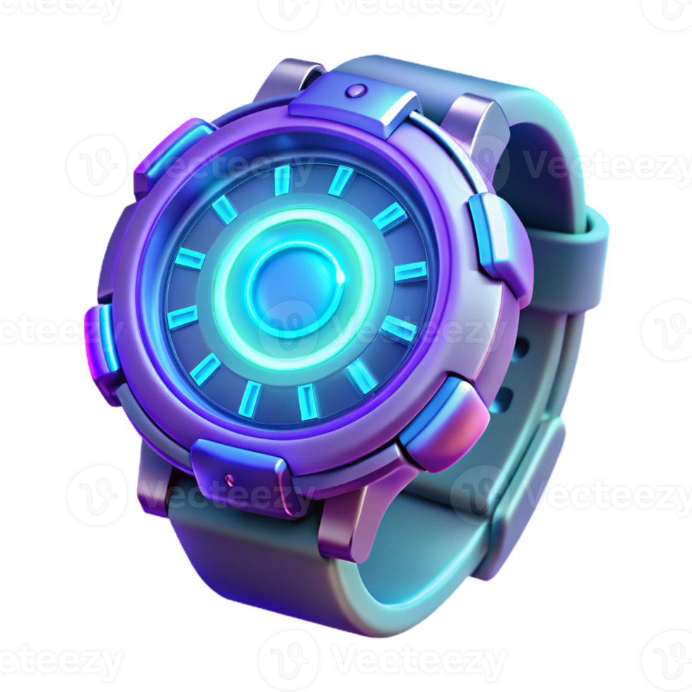 vibrant artistic Futuristic Smartwatch 3D Render exclusive png