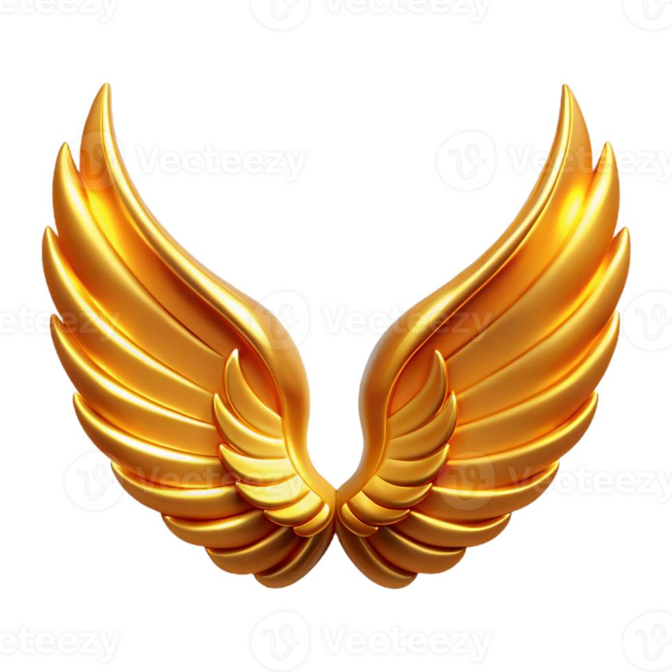 wonderful modern Golden Wings 3D Render high quality png