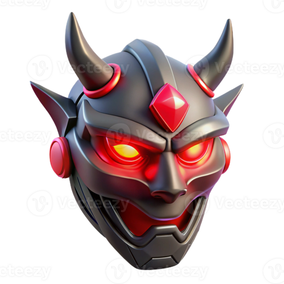 serene traditional 3D Render Oni Mask, Futuristic Design high resolution png