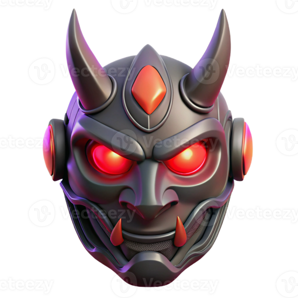 beautiful classic Oni Mask 3D Render high resolution png