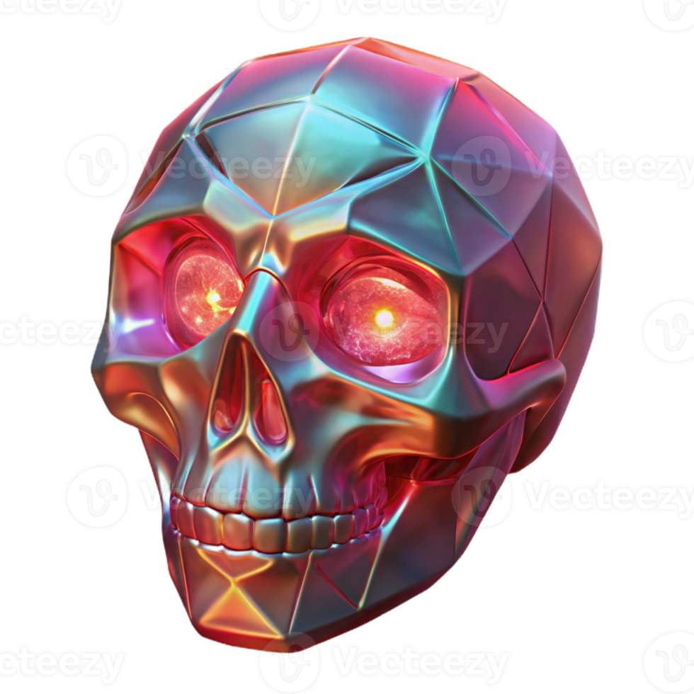 stunning minimalist Glowing Crystal Skull 3D Render authentic png