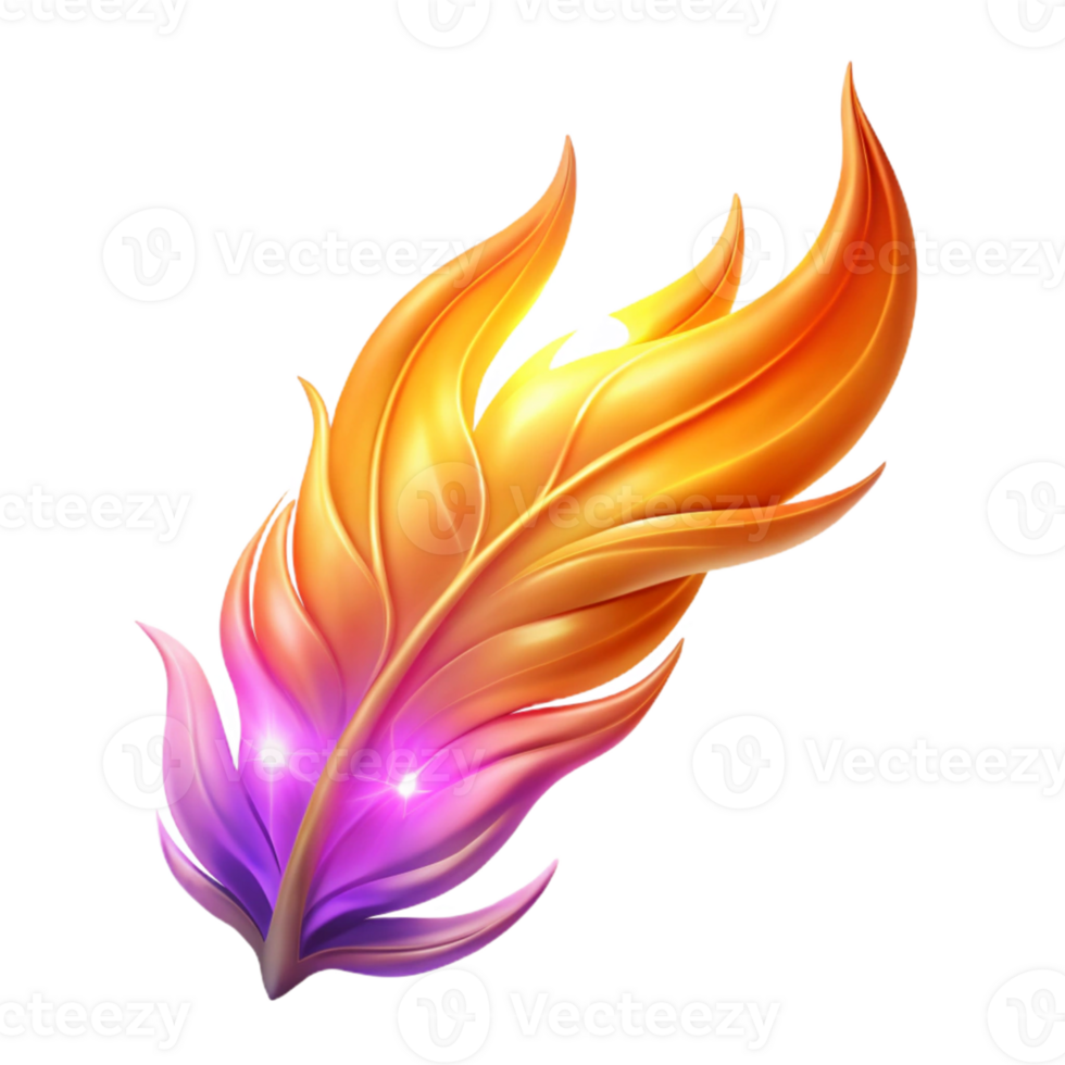 magnificent traditional Fiery Feather 3D Illustration high quality png