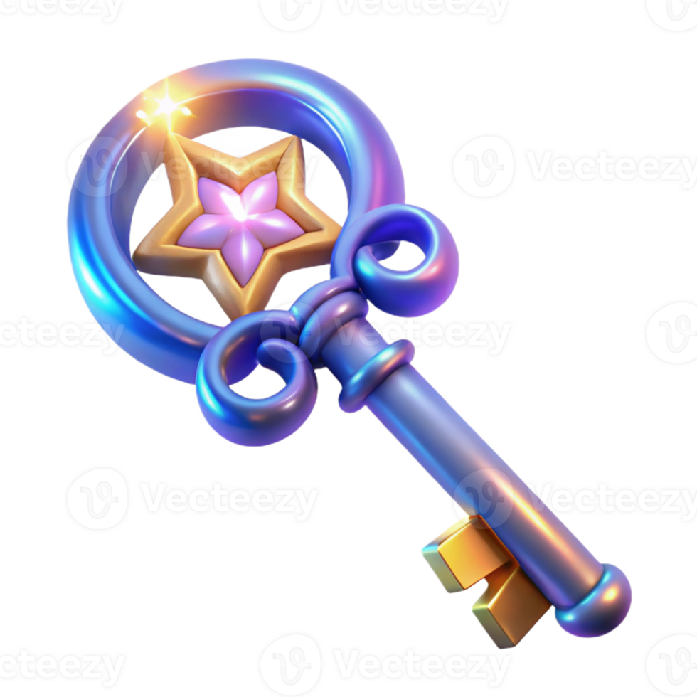 wonderful abstract 3D Render Magical Key Illustration detailed png