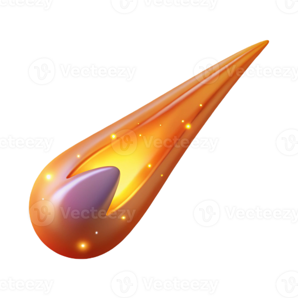 impressive rustic Fiery Comet 3D Illustration exclusive png