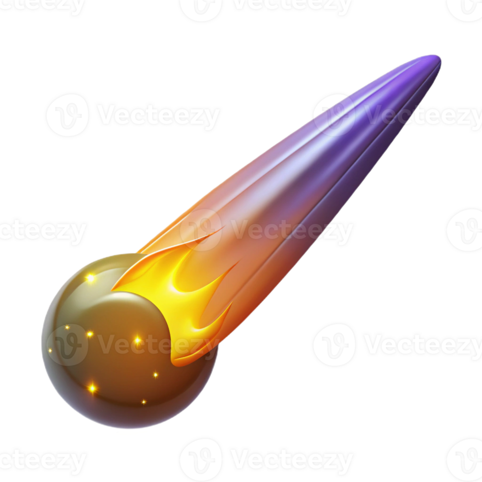 stunning classic Fiery Comet 3D Illustration high resolution png
