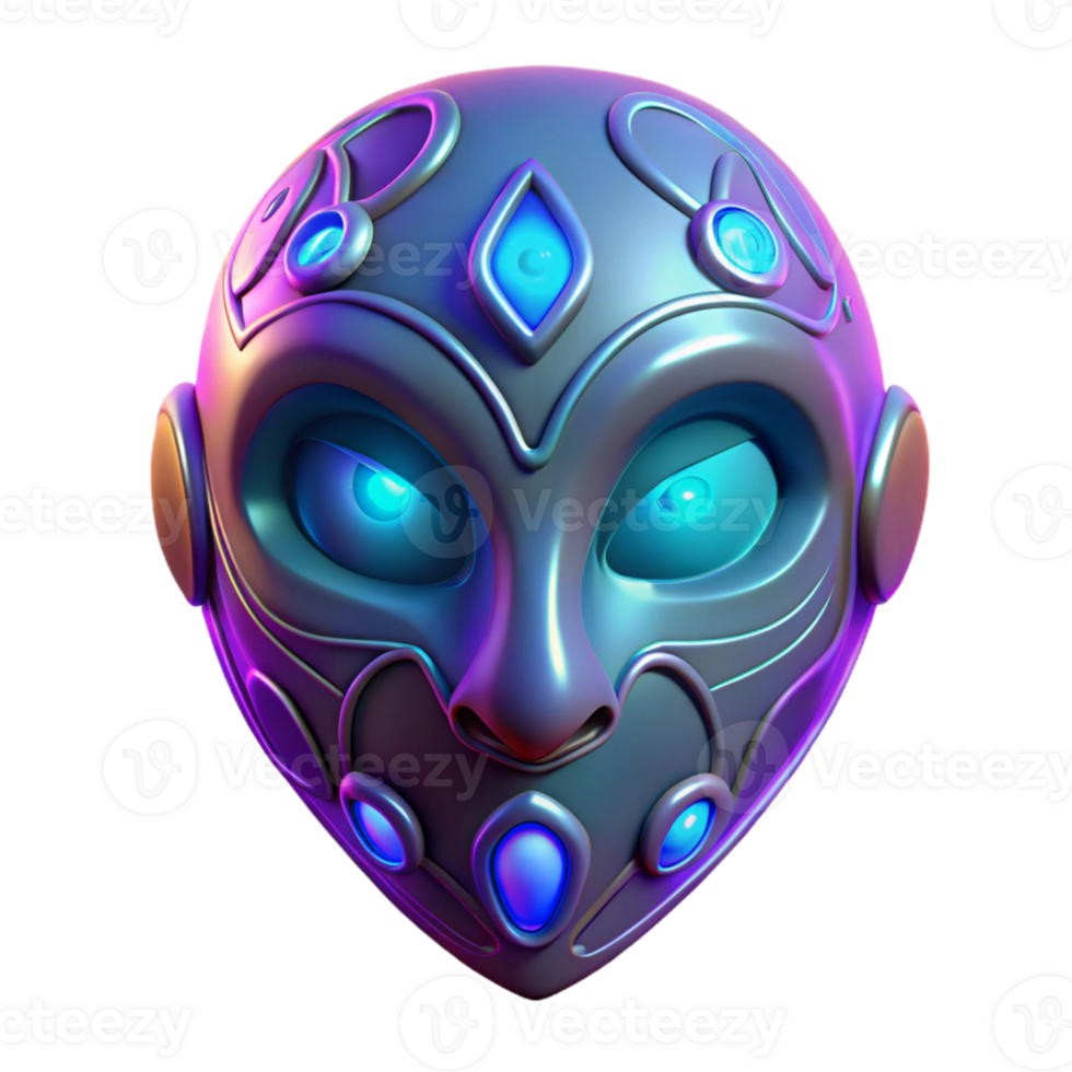 serene modern 3D Render of Futuristic Alien Mask detailed png