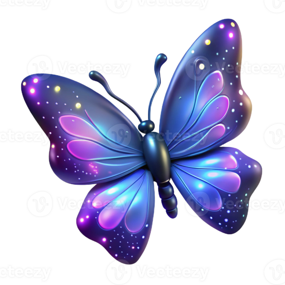 beautiful minimalist Glowing Butterfly 3D Illustration authentic png