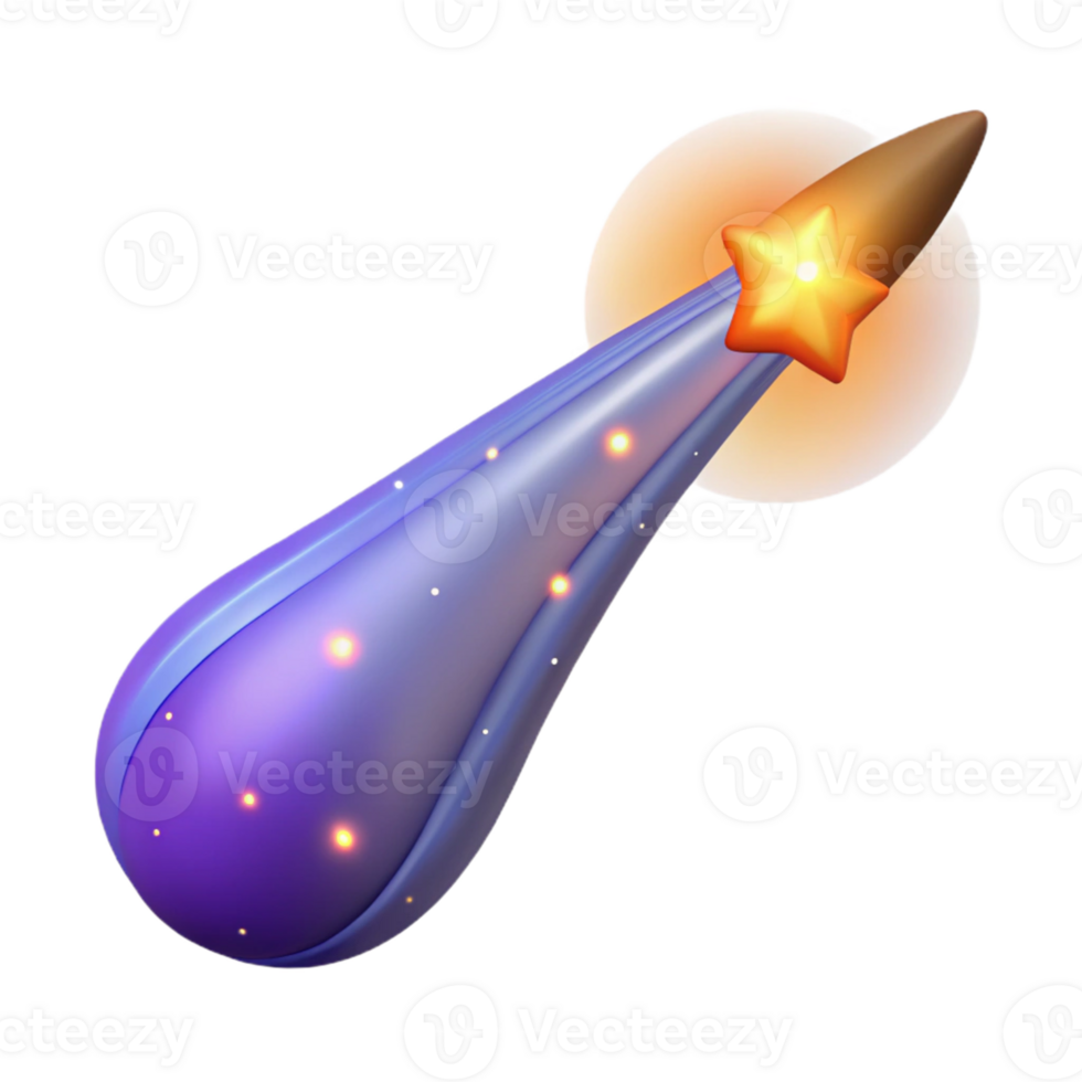 serene rustic 3D Illustration Purple Comet Star Trail detailed png