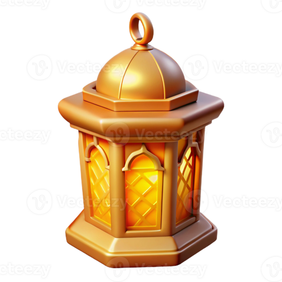 extraordinary contemporary Golden 3D Lantern Illustration exclusive png
