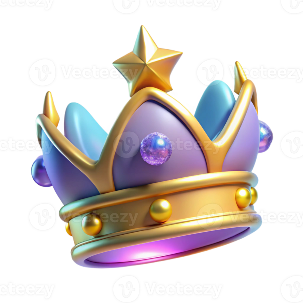 beautiful modern 3D Render of a Sparkling Cartoon Crown exclusive png
