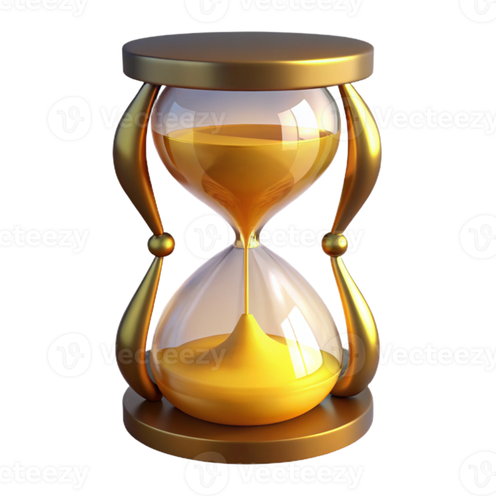 vibrant rustic Golden Hourglass 3D Render high quality png