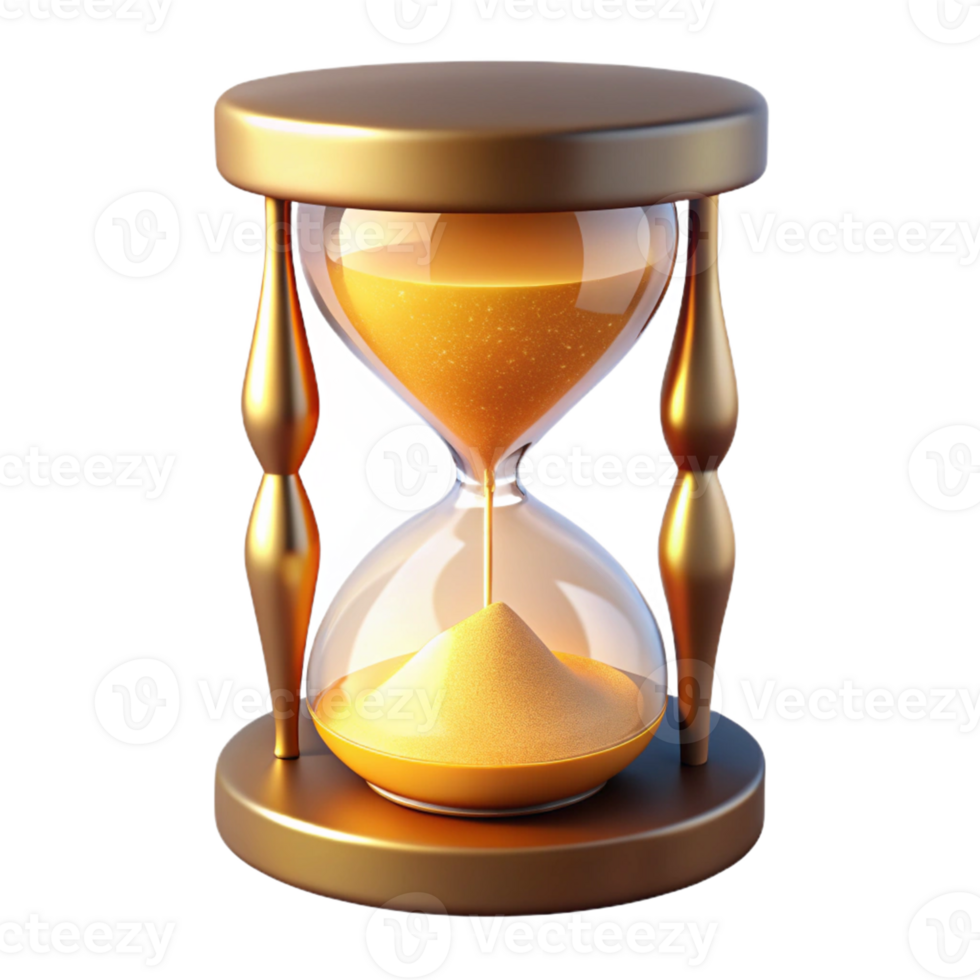 vibrant rustic Golden Hourglass 3D Render high resolution png