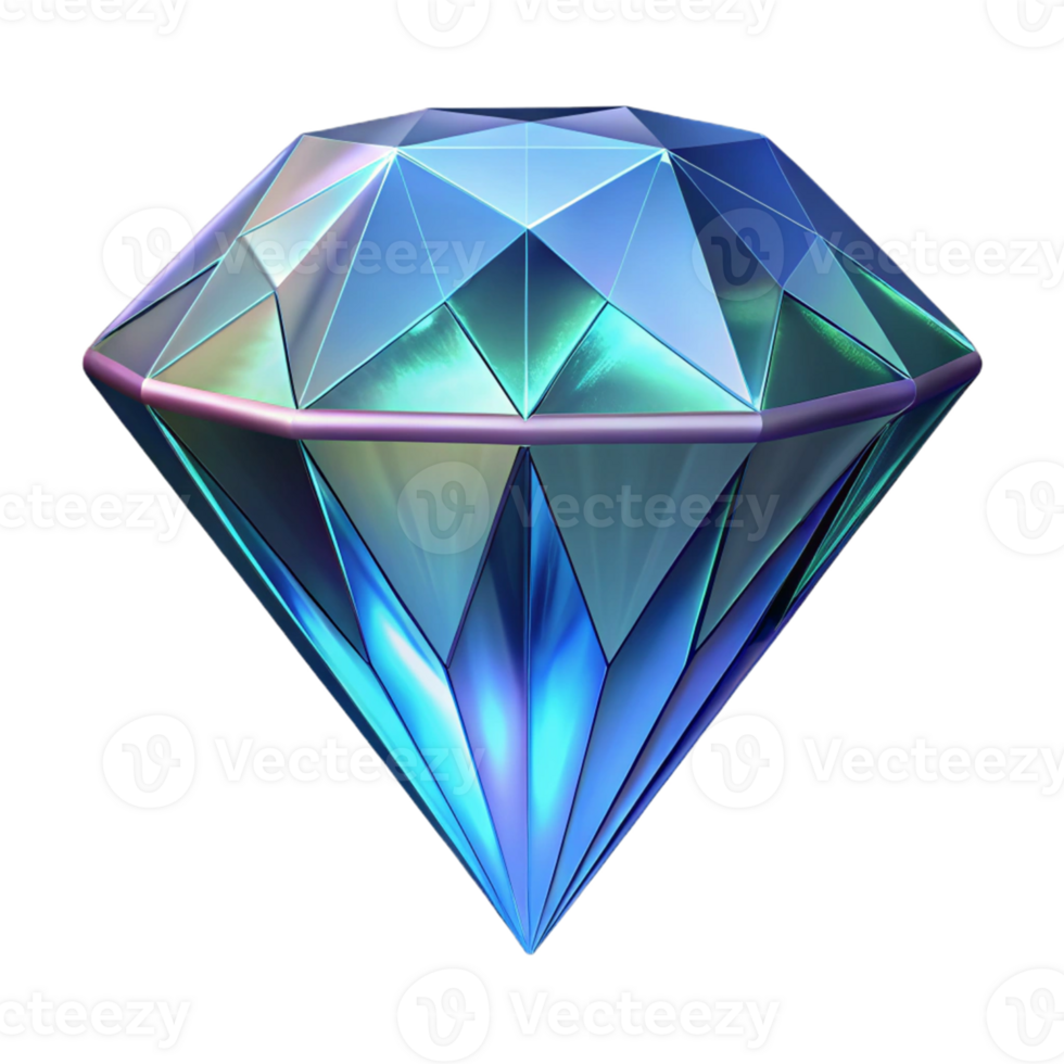 magnificent rustic Iridescent Blue Gem 3D Render high quality png