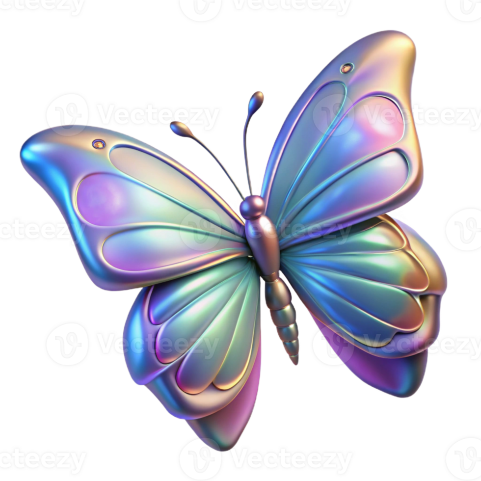 dramatic rustic Iridescent 3D Butterfly Illustration premium png