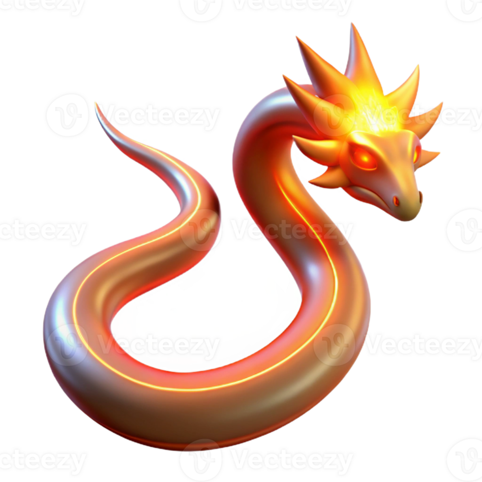 vibrant minimalist Fiery Serpent 3D Illustration professional png