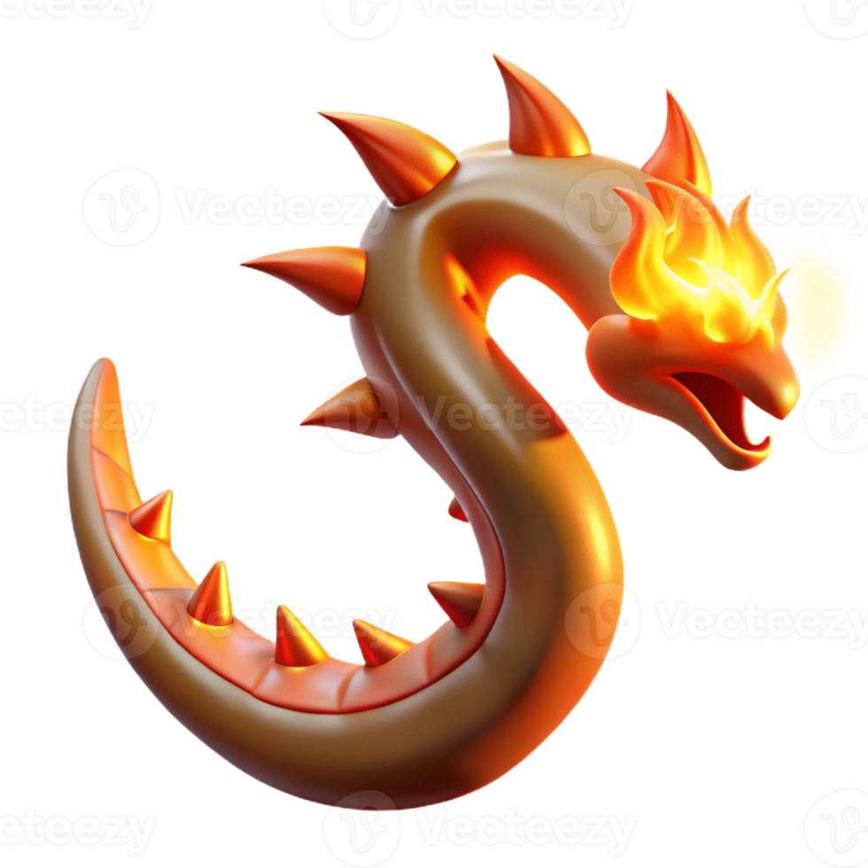 dramatic contemporary Fiery Spiked Serpent 3D Render 4K png