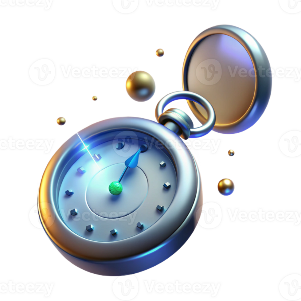 elegant abstract 3D Render Pocket Watch Illustration high resolution png