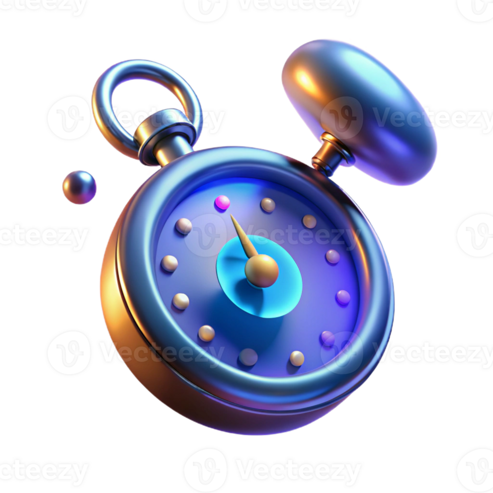 stunning artistic 3D Render of a Metallic Timer detailed png