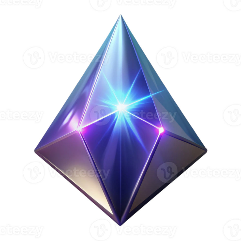 vibrant abstract Glowing Crystal Pyramid 3D Render high quality png