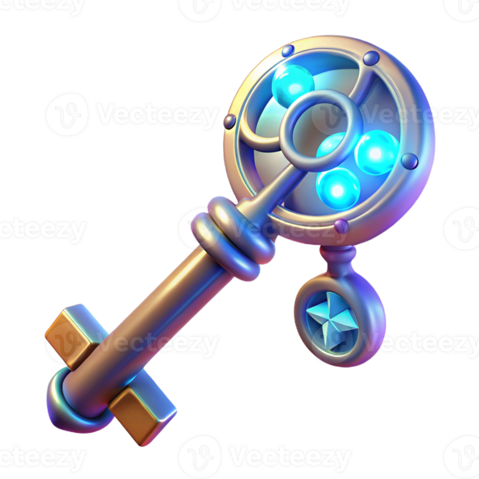 extraordinary creative 3D Render Magical Key Illustration 4K png