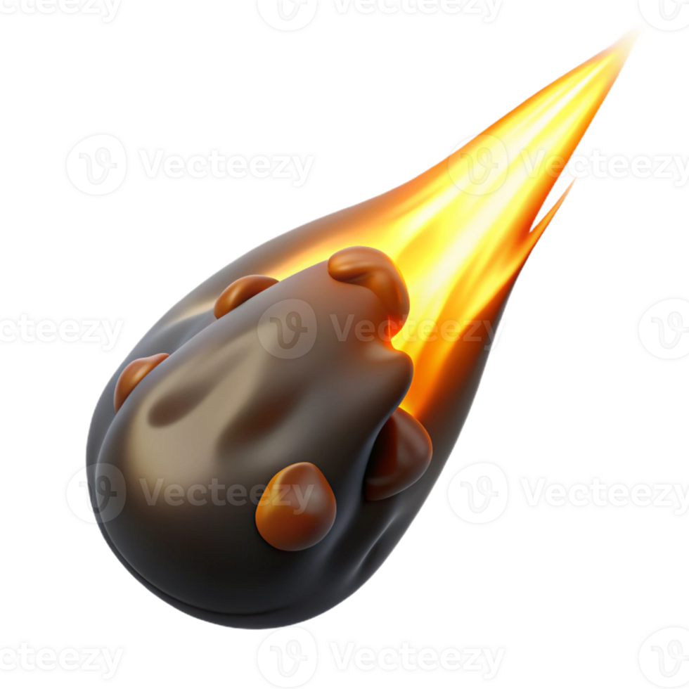 elegant creative Fiery Meteoroid 3D Render high resolution png
