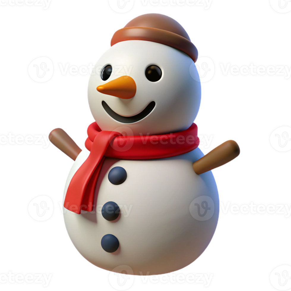 serene abstract 3D Snowman Illustration Winter Holiday Cheerful professional png