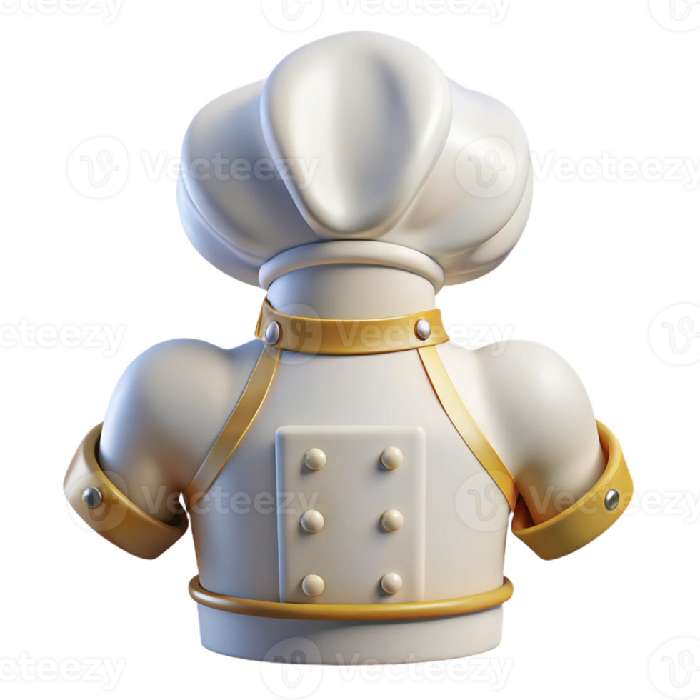 beautiful minimalist 3D Cartoon Chef Bust Back View genuine png