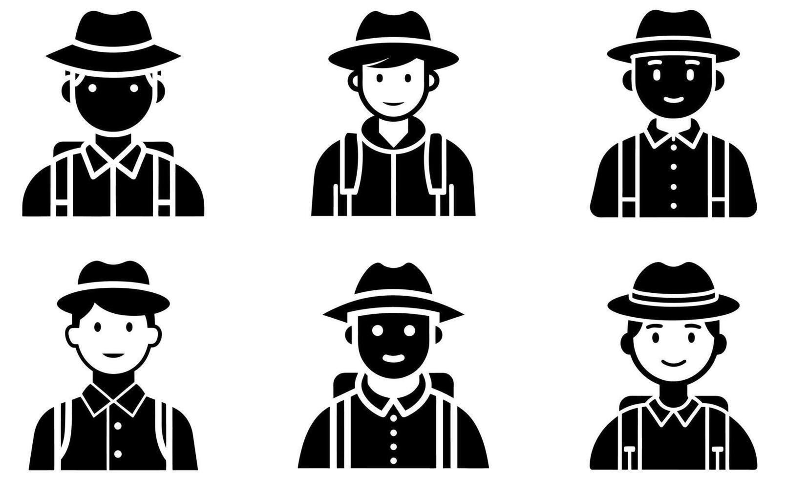 Illustration of Diverse Hikers with Backpacks icon vector