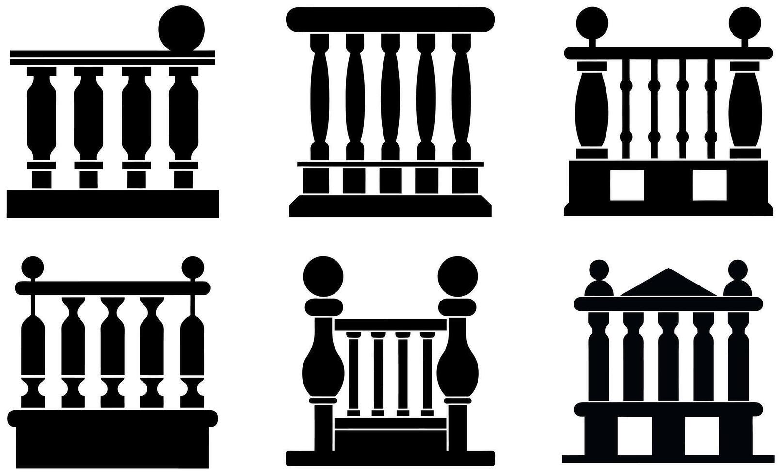 silhouettes icon of various classic balcony designs vector