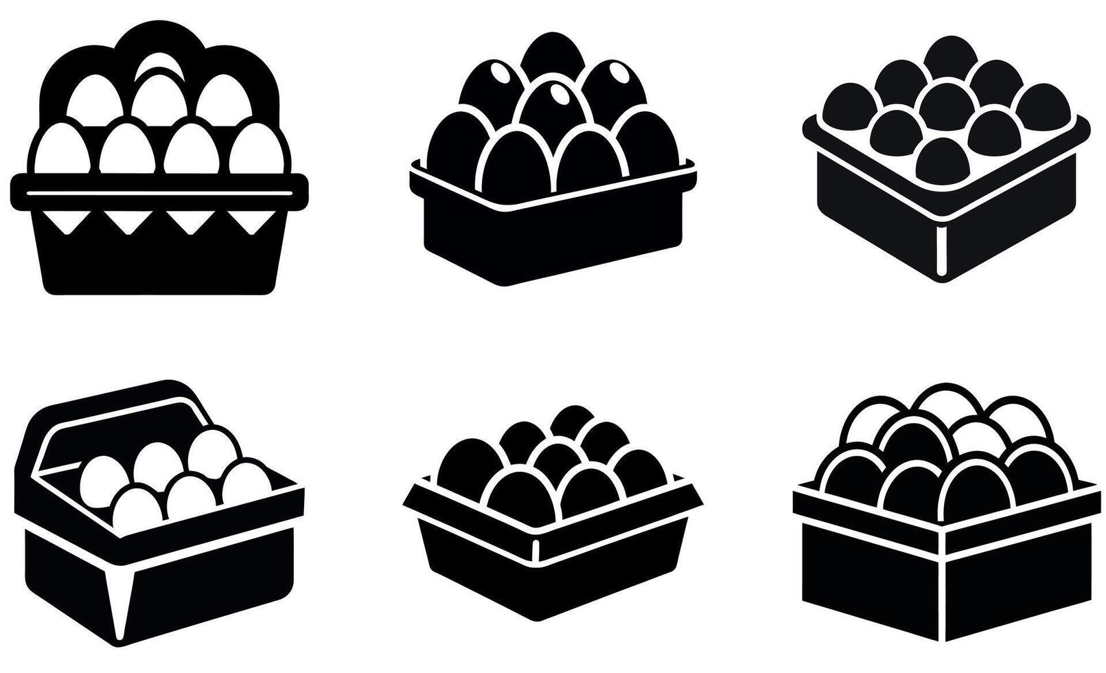 Egg box silhouette icon set design vector