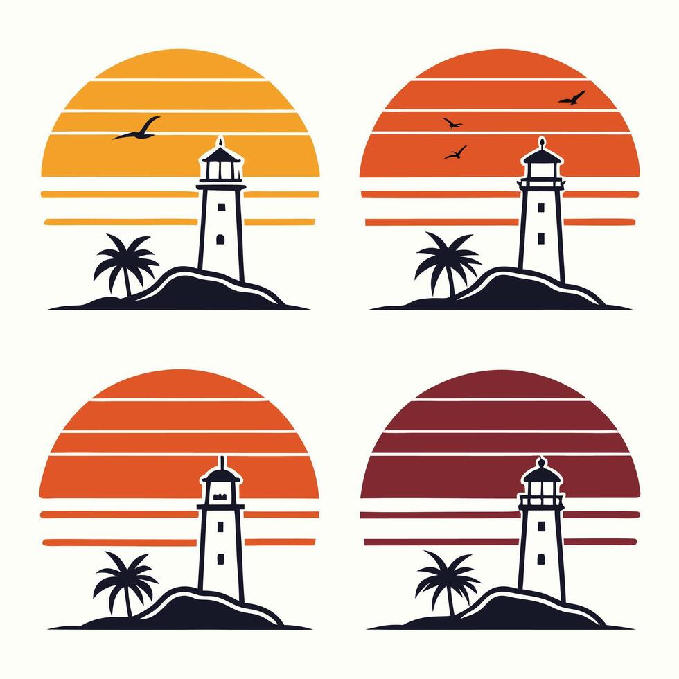 Half Sunsets in Classic Vintage Colors vector