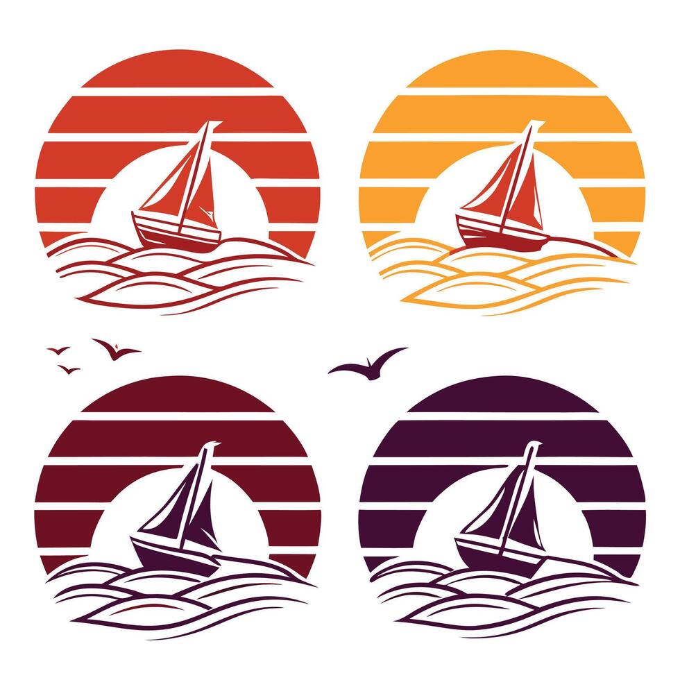 Gradient Retro Sunset Pack vector