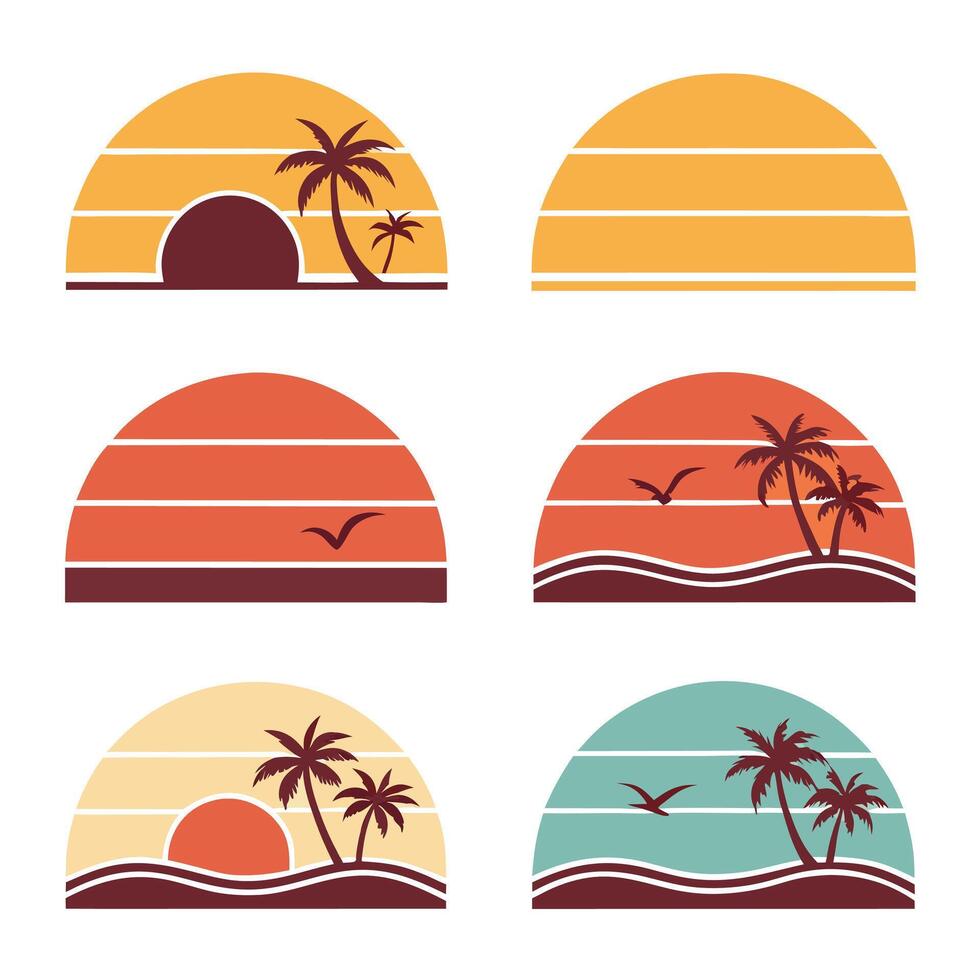 Pastel and Bold Retro Sunset Pack vector