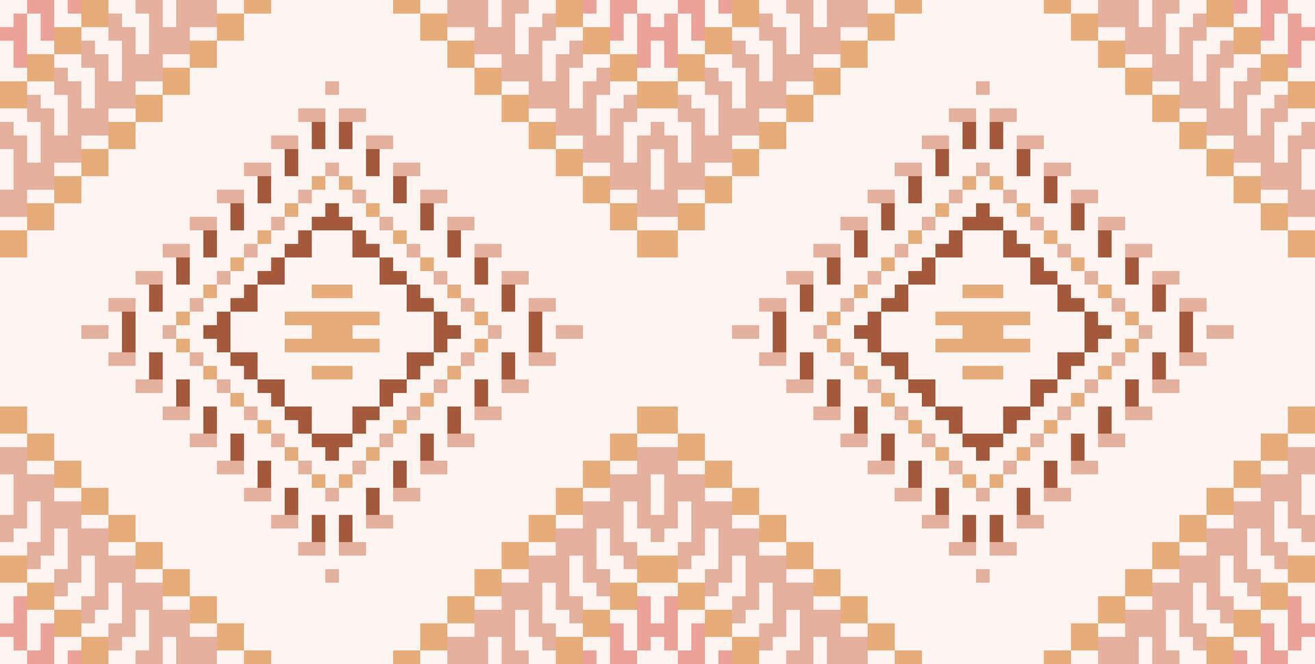 Pixelated Watercolor Ikat Patternfolk Embroidery, Aztec Geometric Ornament Print. Design for Carpet, Wallpaper, Clothing, Wrapping, Fabric vector