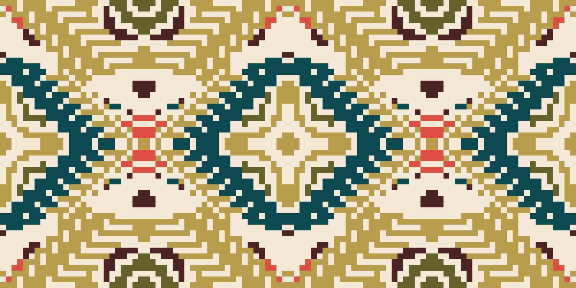 Native Islamic Geometric Pattern Stencilfolk Embroidery, Aztec Geometric Ornament Print. Design for Carpet, Wallpaper, Clothing, Wrapping, Fabric vector